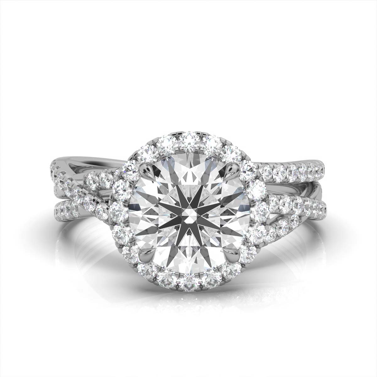 14K White Gold Felicity Halo Lab Grown Diamond Engagement Ring (3/4 ct. tw)