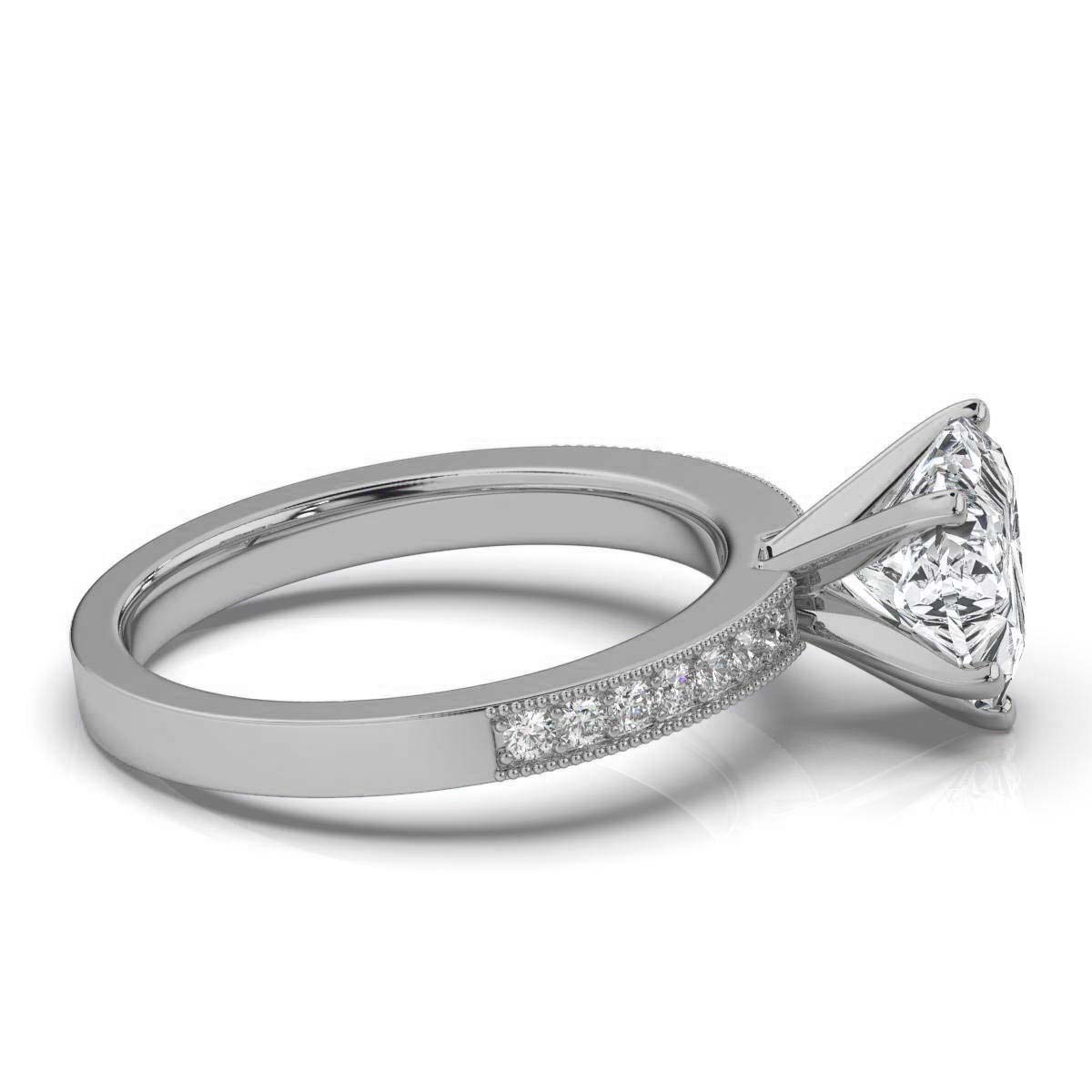 14K White Gold Rosalie Milgrain Accents Lab Grown Diamond Engagement Ring (1/5 ct. tw)