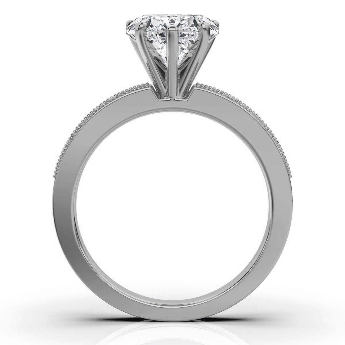 14K White Gold Rosalie Milgrain Accents Lab Grown Diamond Engagement Ring (1/5 ct. tw)