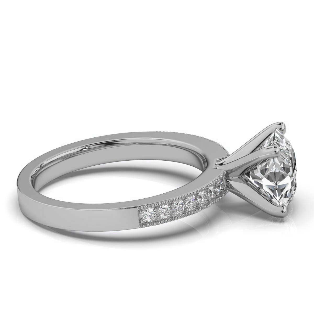 14K White Gold Rosalie Milgrain Accents Lab Grown Diamond Engagement Ring (1/5 ct. tw)