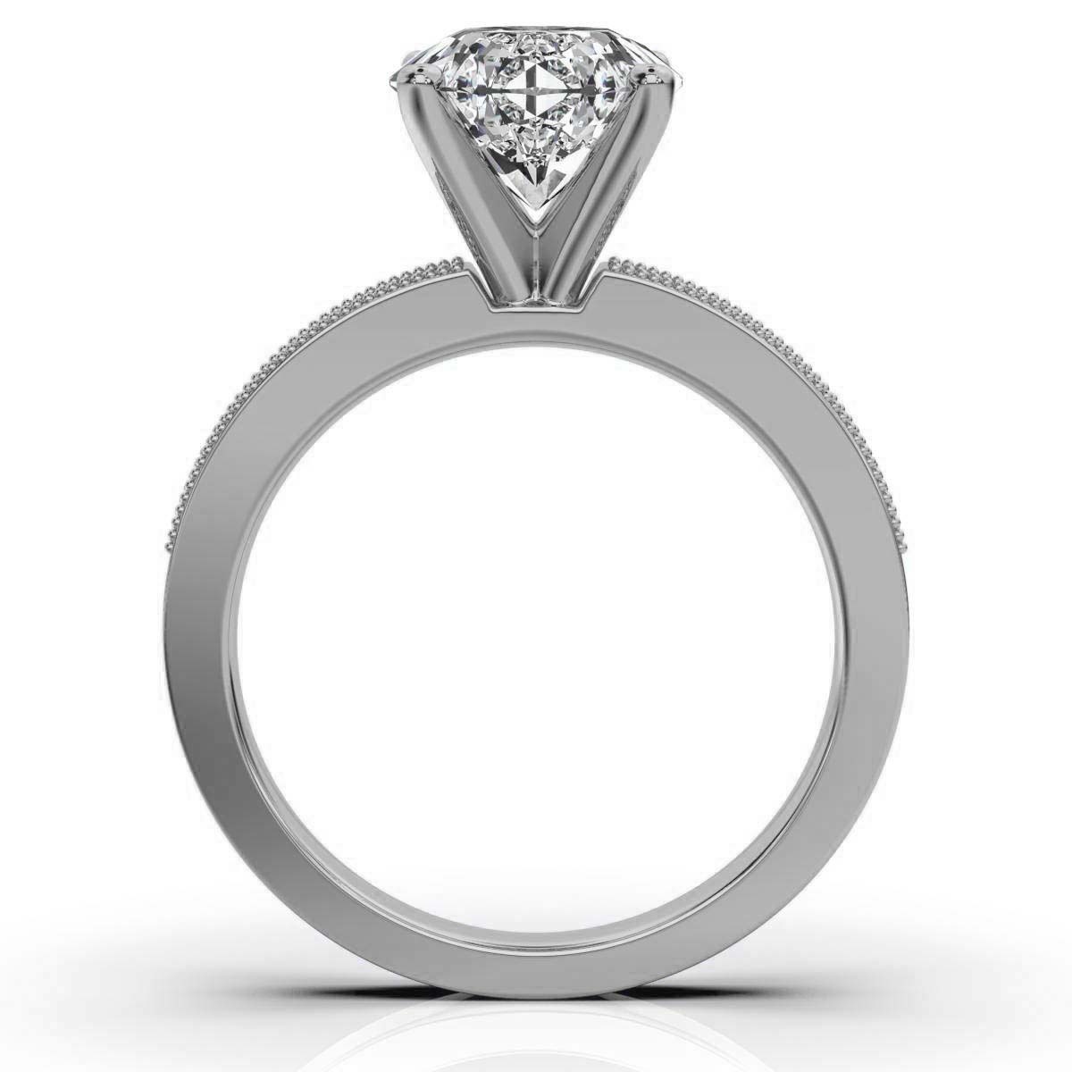 14K White Gold Rosalie Milgrain Accents Lab Grown Diamond Engagement Ring (1/5 ct. tw)
