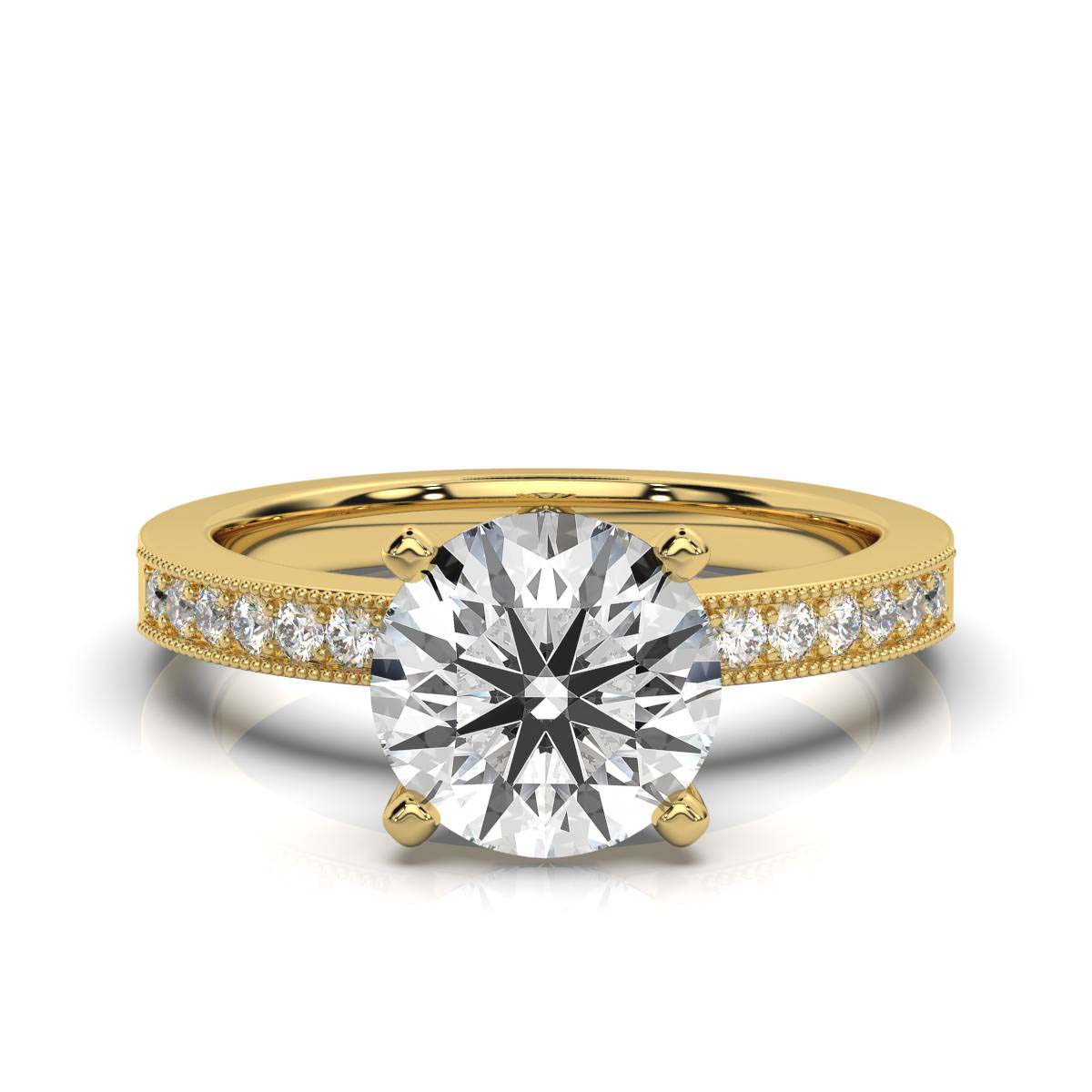 18K Yellow Gold Rosalie Milgrain Accents Lab Grown Diamond Engagement Ring (1/5 ct. tw)