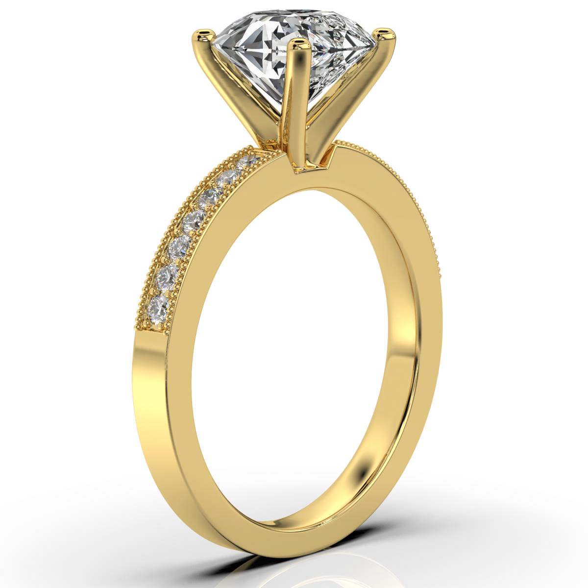 18K Yellow Gold Rosalie Milgrain Accents Lab Grown Diamond Engagement Ring (1/5 ct. tw)