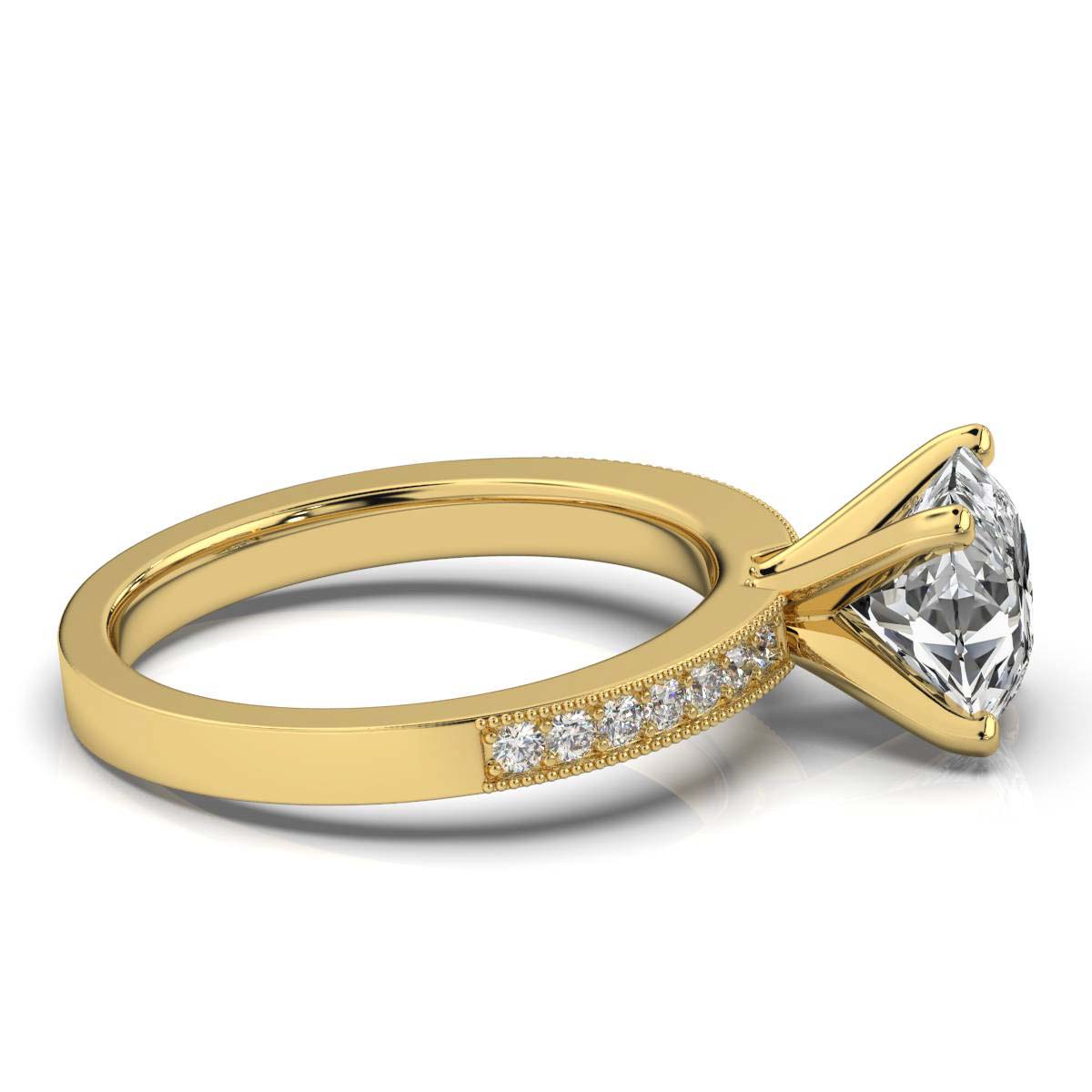 18K Yellow Gold Rosalie Milgrain Accents Lab Grown Diamond Engagement Ring (1/5 ct. tw)