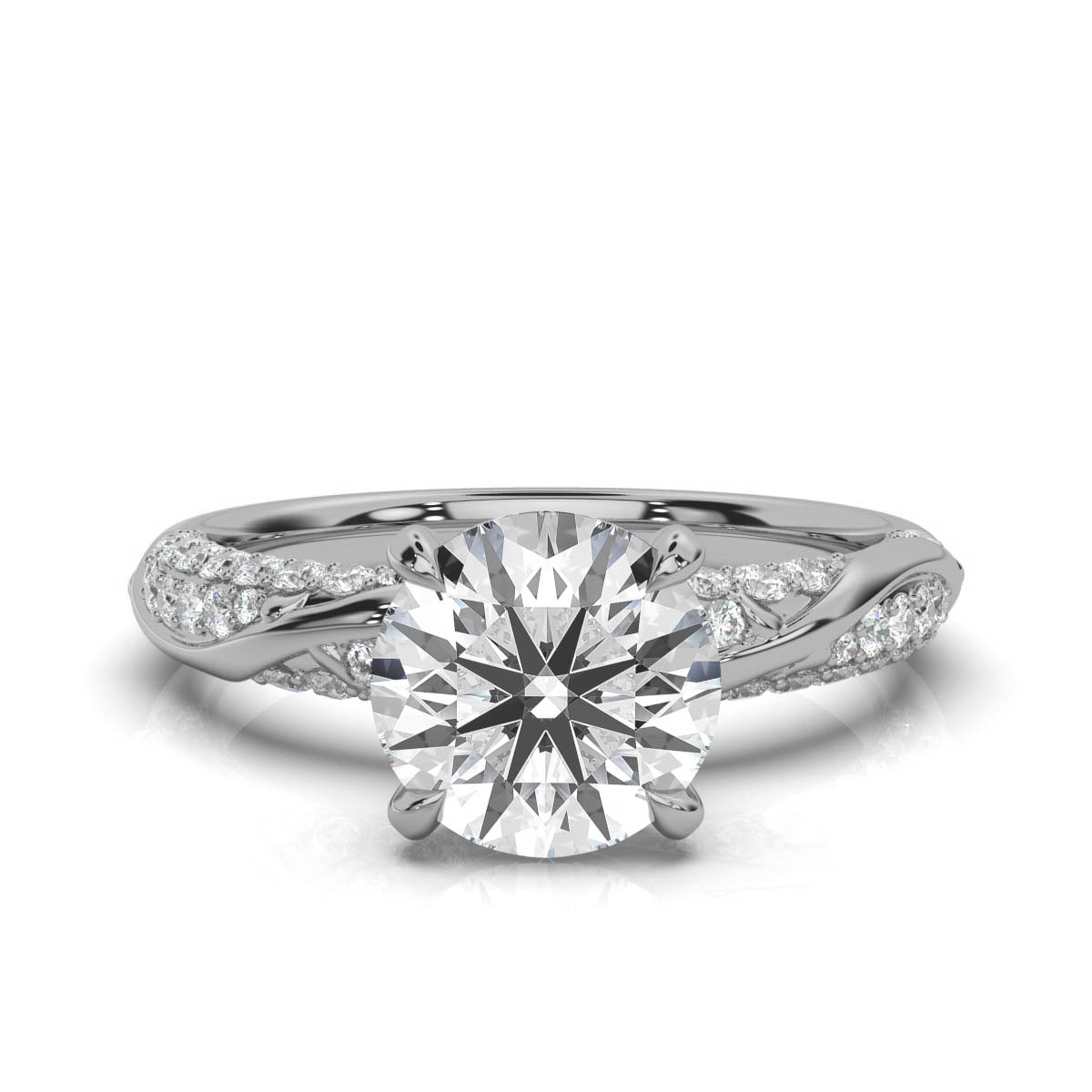 14K White Gold Lyra Nature Inspired Pavé Lab Grown Diamond Ring (2/5 ct. tw)
