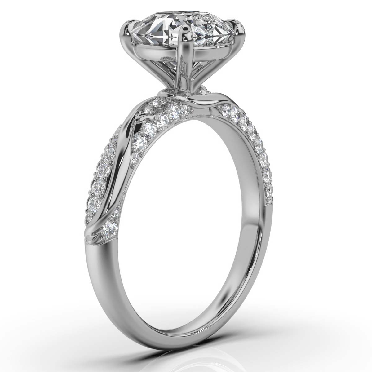 14K White Gold Lyra Nature Inspired Pavé Lab Grown Diamond Ring (2/5 ct. tw)