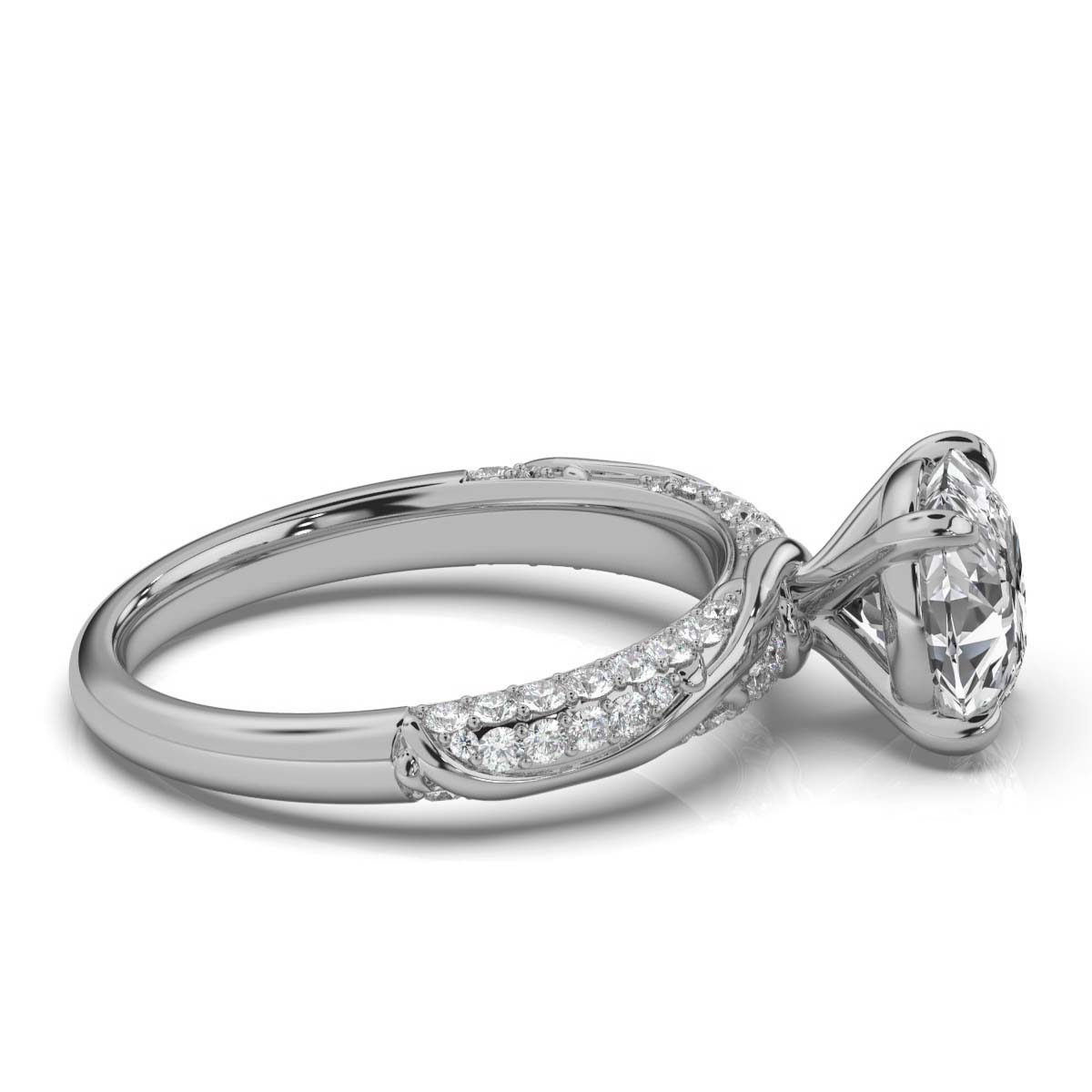 14K White Gold Lyra Nature Inspired Pavé Lab Grown Diamond Ring (2/5 ct. tw)