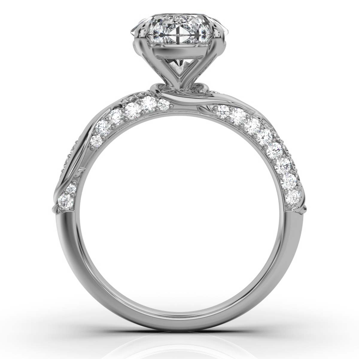 14K White Gold Lyra Nature Inspired Pavé Lab Grown Diamond Ring (2/5 ct. tw)