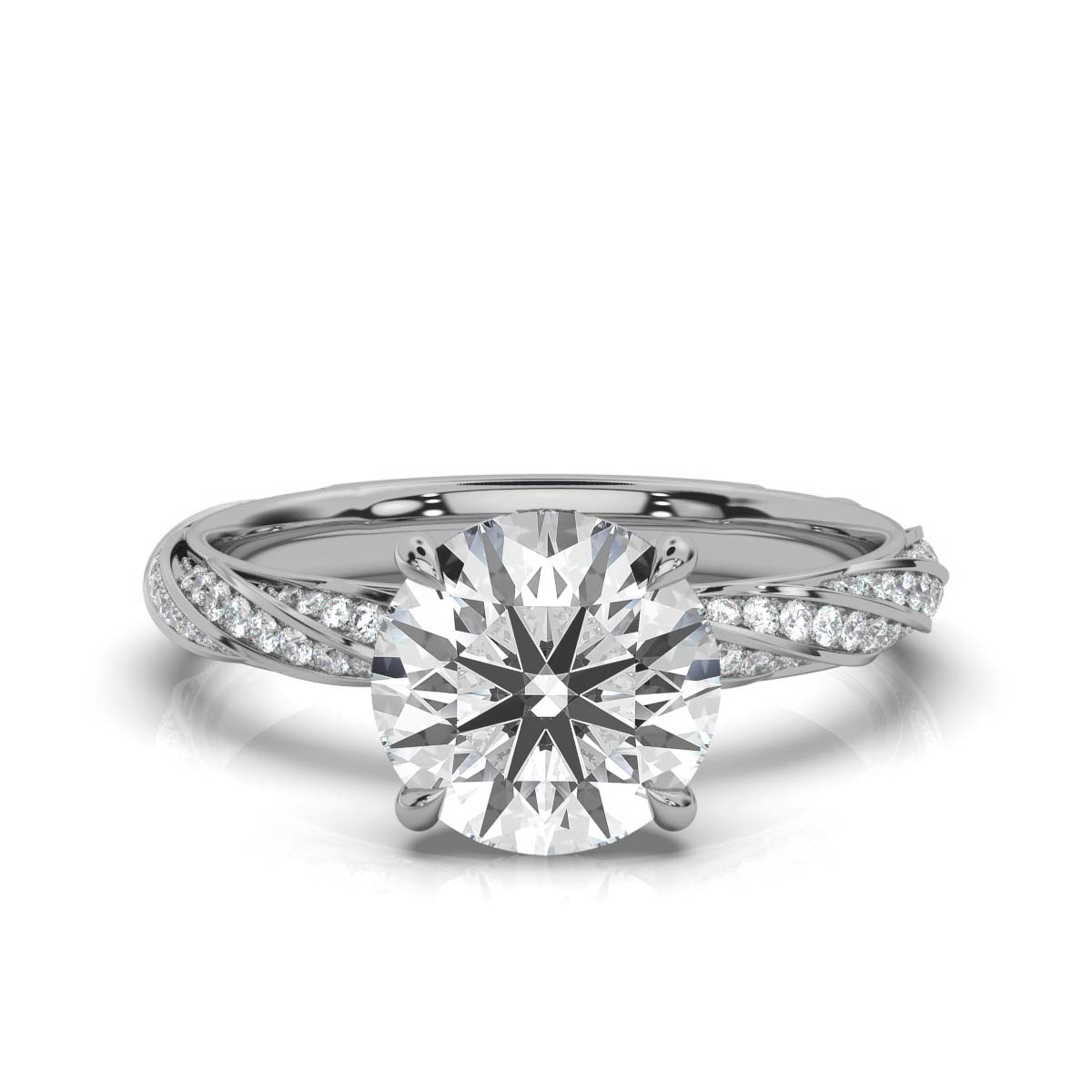 14K White Gold Leontine Twisted Lab Grown Diamond Engagement Ring (1/3 ct. tw)