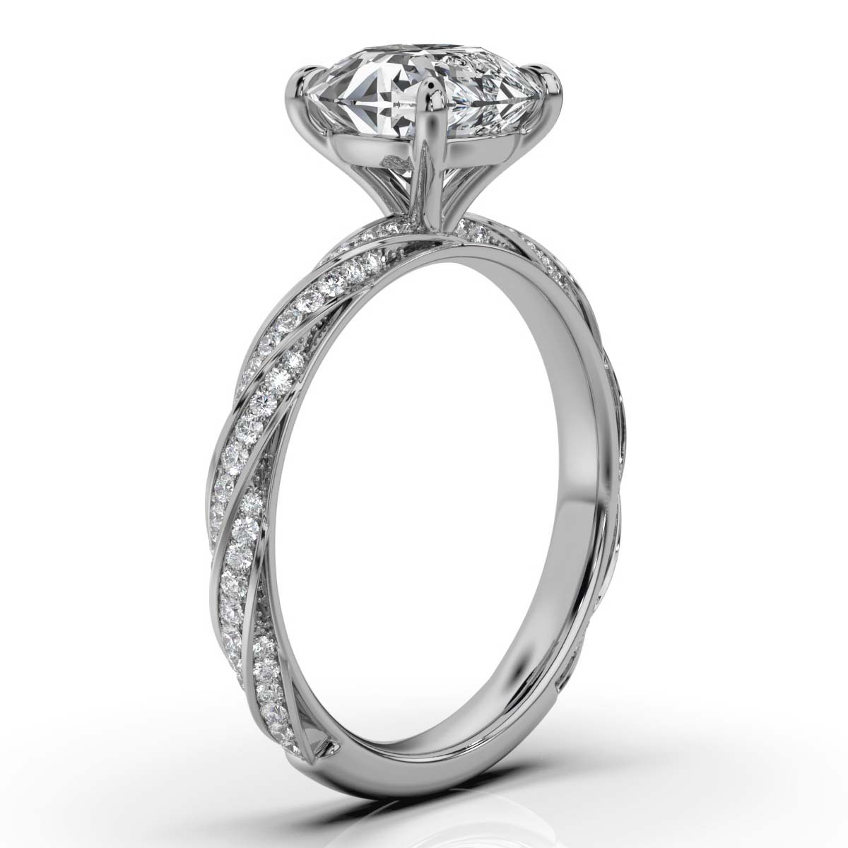14K White Gold Leontine Twisted Lab Grown Diamond Engagement Ring (1/3 ct. tw)