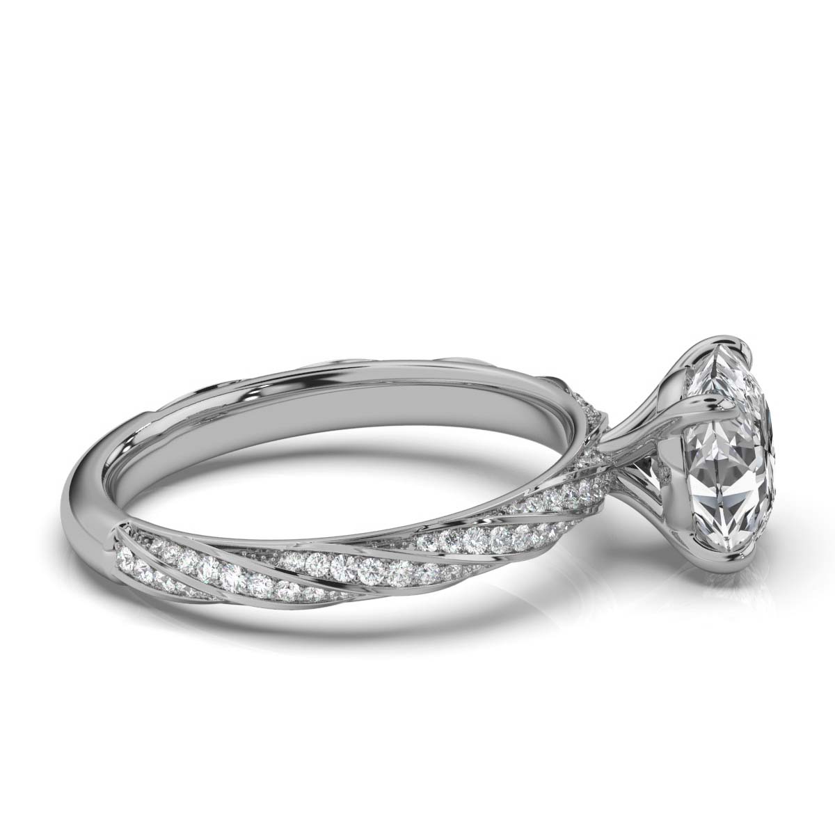 14K White Gold Leontine Twisted Lab Grown Diamond Engagement Ring (1/3 ct. tw)