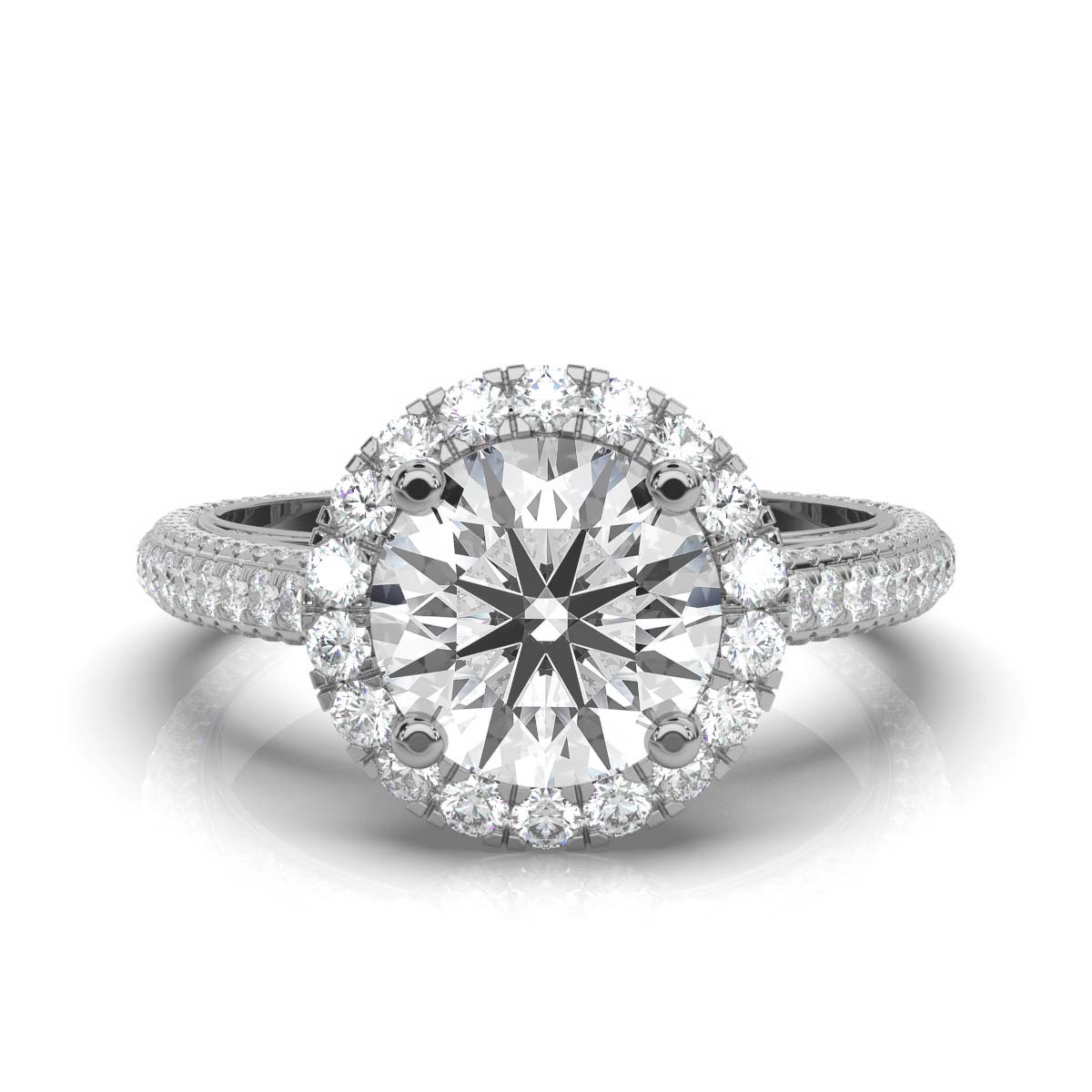 14K White Gold Minarle Halo Hidden Accents Lab Grown Diamond Ring (1 2/5 ct. tw)