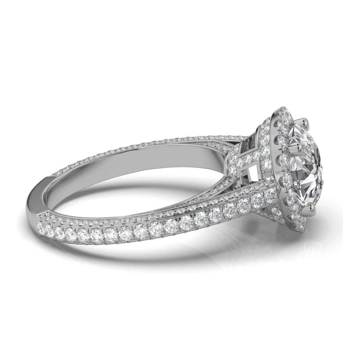 14K White Gold Minarle Halo Hidden Accents Lab Grown Diamond Ring (1 2/5 ct. tw)