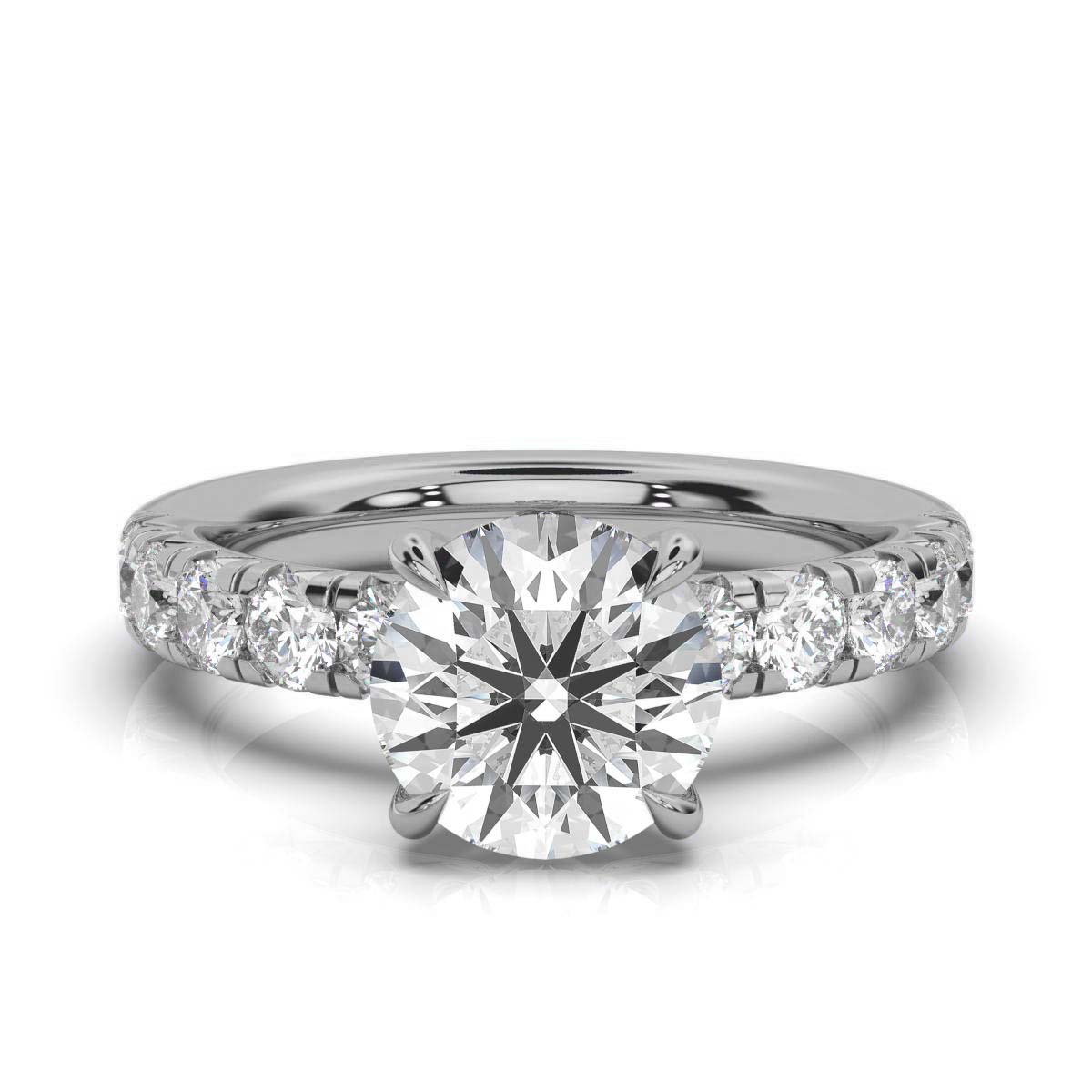 14K White Gold Adriana Hidden Accents French Pave Lab Grown Diamond Ring (5/6 ct. tw)