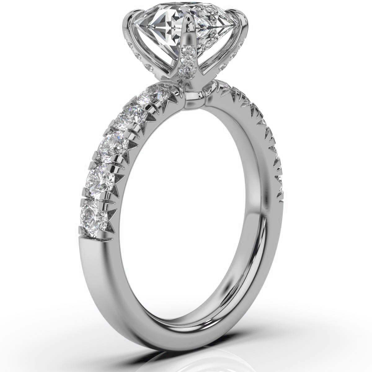 14K White Gold Adriana Hidden Accents French Pave Lab Grown Diamond Ring (5/6 ct. tw)