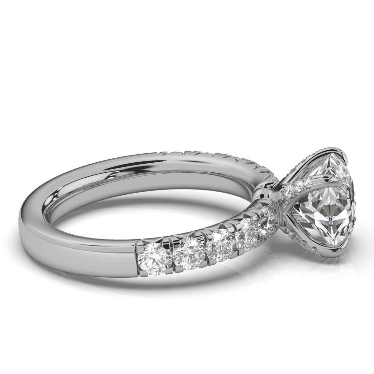 14K White Gold Adriana Hidden Accents French Pave Lab Grown Diamond Ring (5/6 ct. tw)