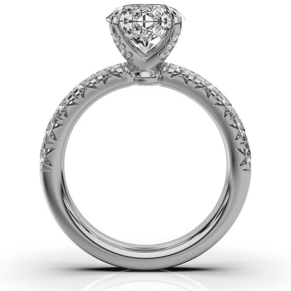 14K White Gold Adriana Hidden Accents French Pave Lab Grown Diamond Ring (5/6 ct. tw)