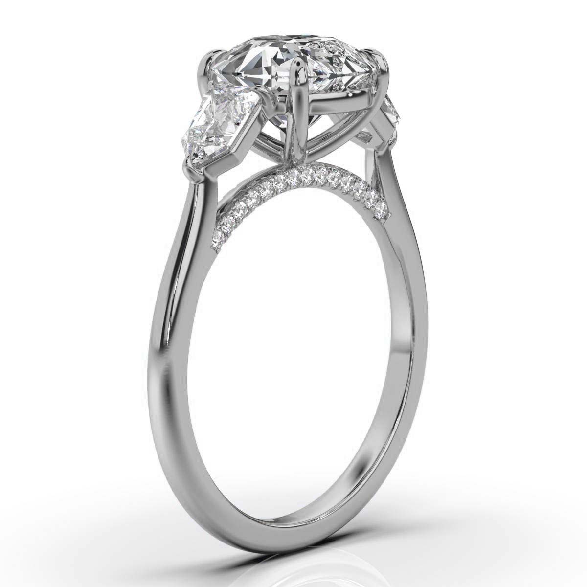 14K White Gold Ivana Three Stone Bullet Lab Grown Diamond Ring (2/3 ct. tw)