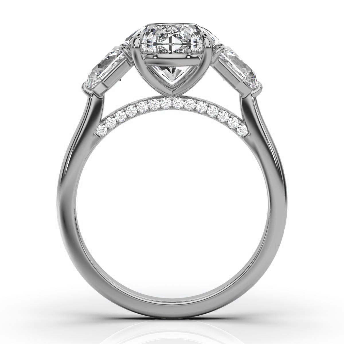 14K White Gold Ivana Three Stone Bullet Lab Grown Diamond Ring (2/3 ct. tw)
