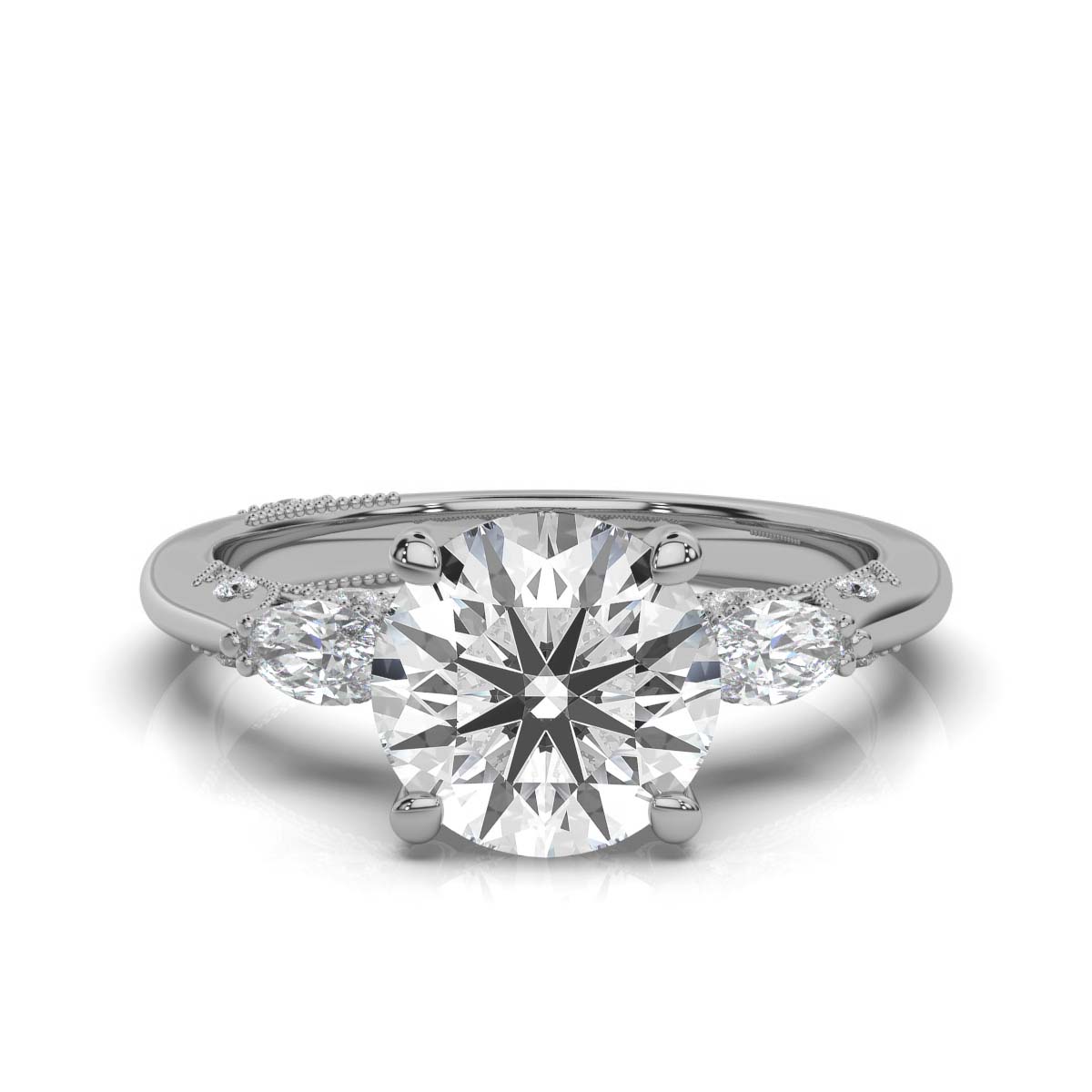 14K White Gold Drina Hidden Accents Milgrain Marquise Lab Grown Diamond Ring (2/5 ct. tw)