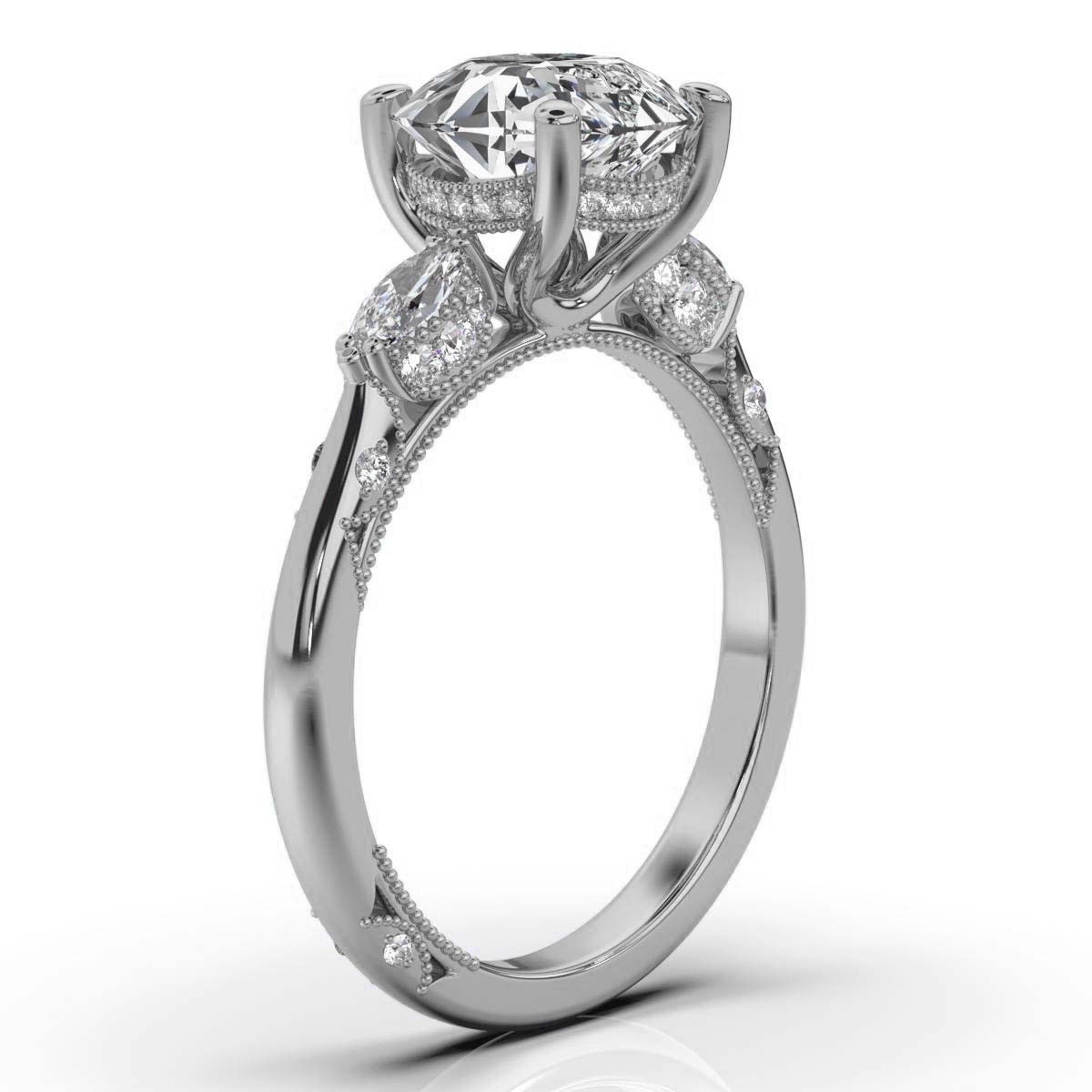 14K White Gold Drina Hidden Accents Milgrain Marquise Lab Grown Diamond Ring (2/5 ct. tw)