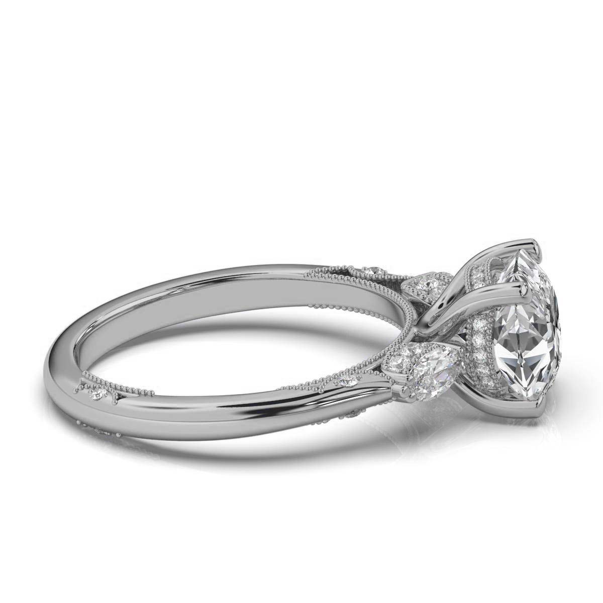 14K White Gold Drina Hidden Accents Milgrain Marquise Lab Grown Diamond Ring (2/5 ct. tw)