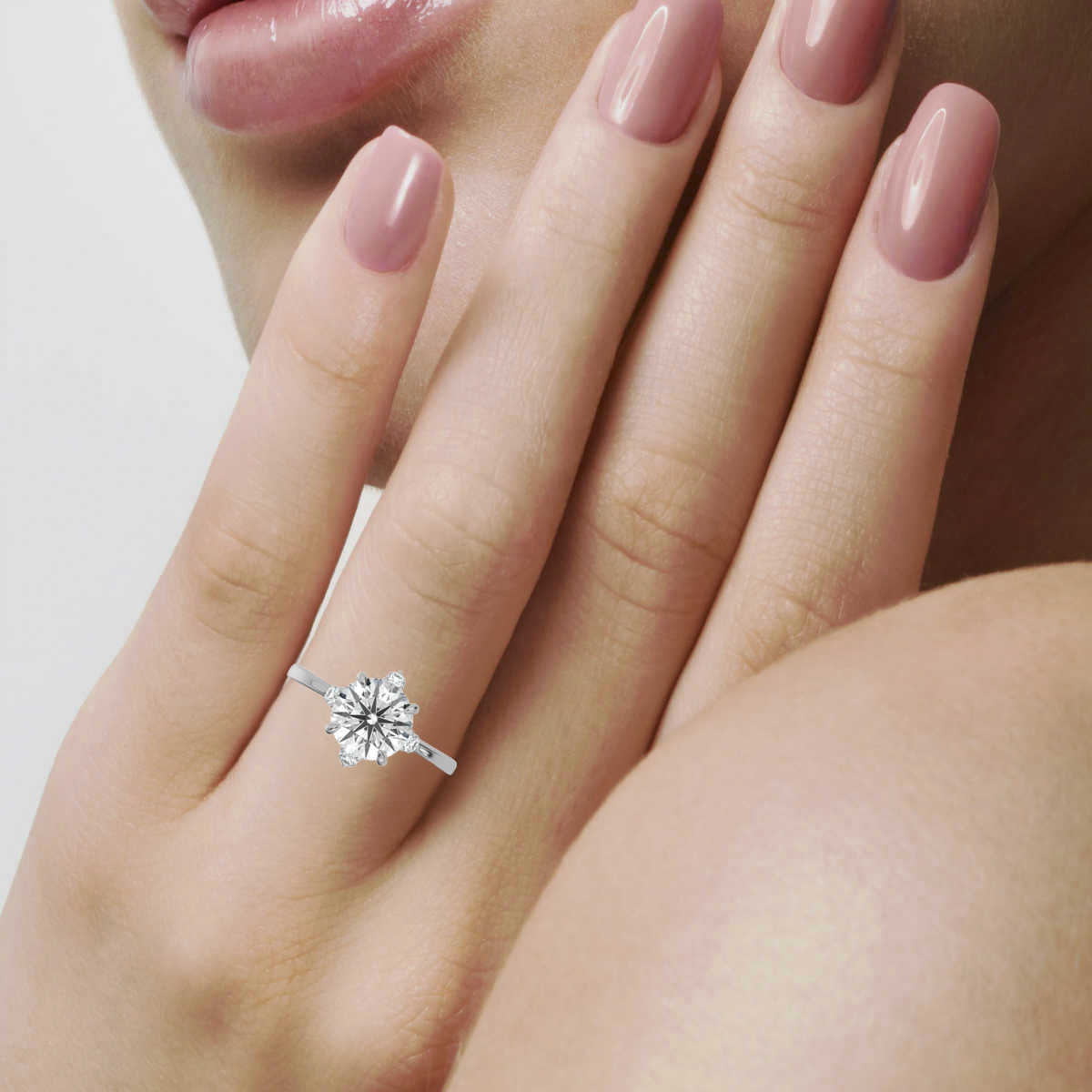 14K White Gold Limar Halo Lab Grown Diamond Ring (1/10 ct. tw)
