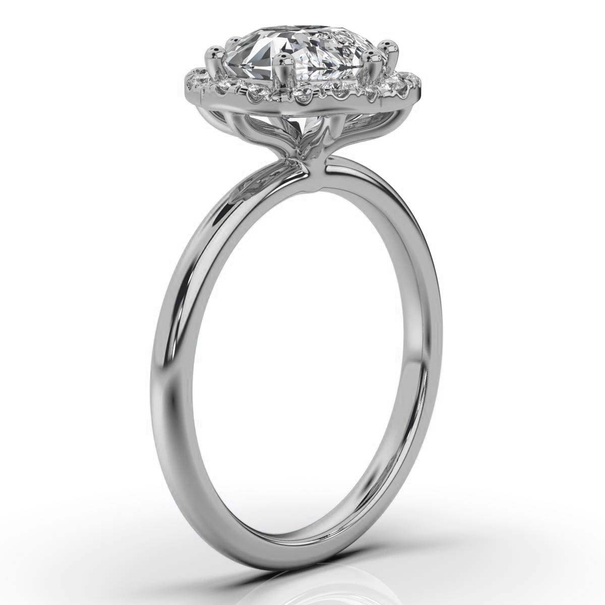 14K White Gold Yan Halo Lab Grown Diamond Ring (1/5 ct. tw)