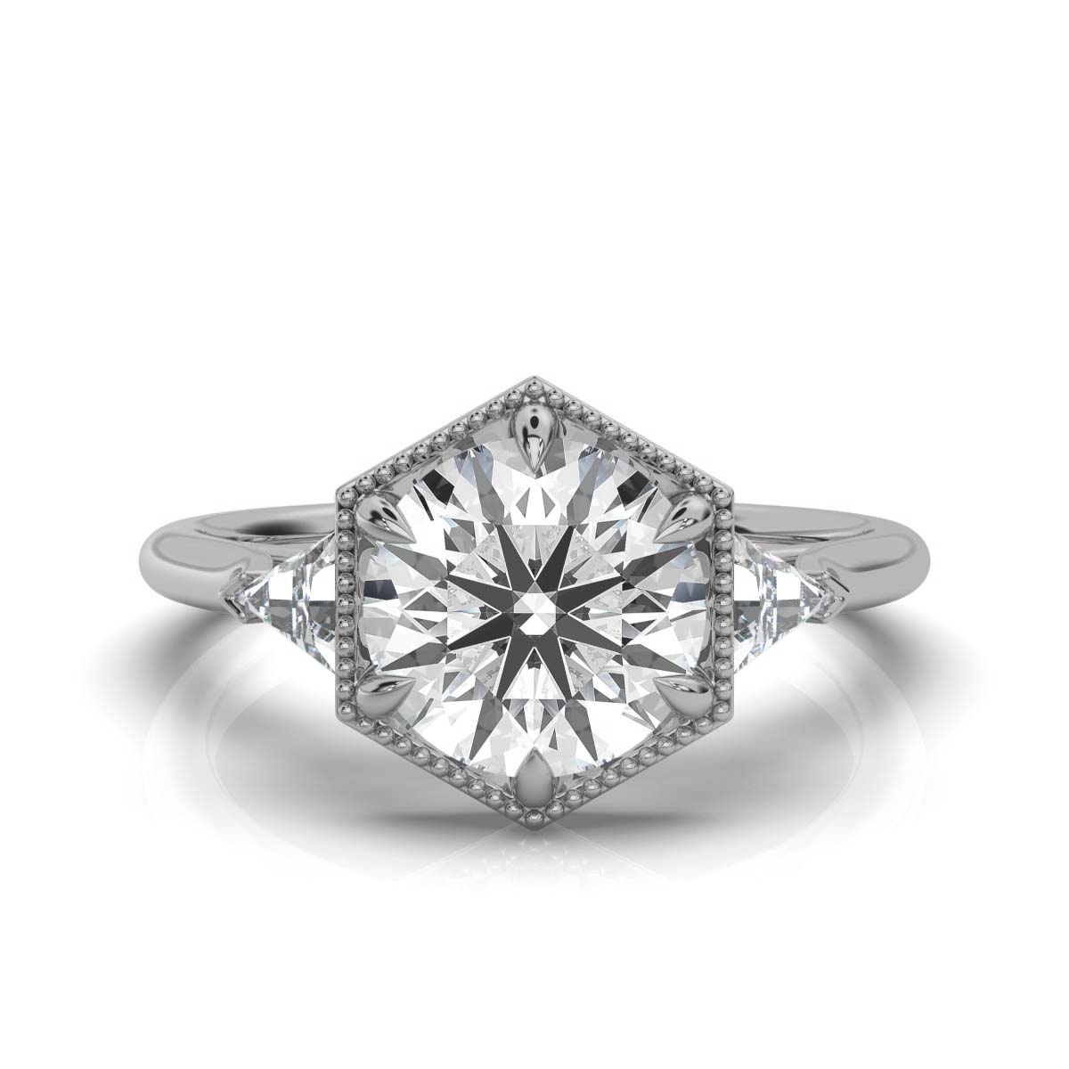 14K White Gold Liz Three Stone Trillion Lab Grown Diamond Ring (1/3 ct. tw)