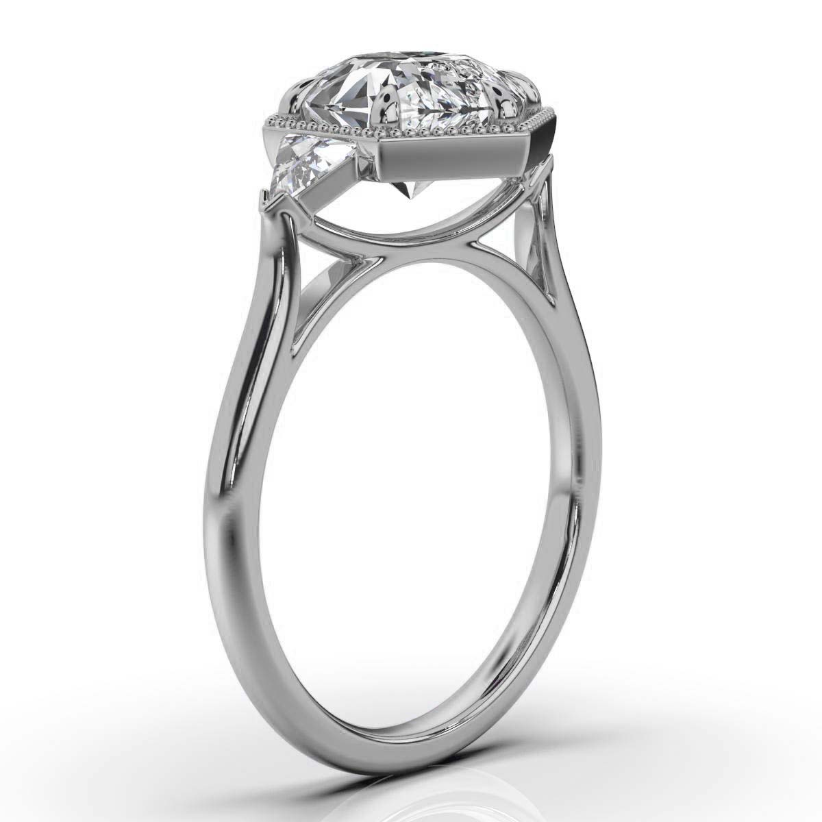 14K White Gold Liz Three Stone Trillion Lab Grown Diamond Ring (1/3 ct. tw)