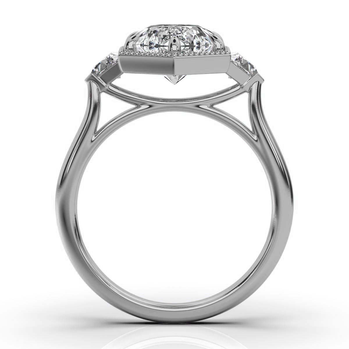 14K White Gold Liz Three Stone Trillion Lab Grown Diamond Ring (1/3 ct. tw)