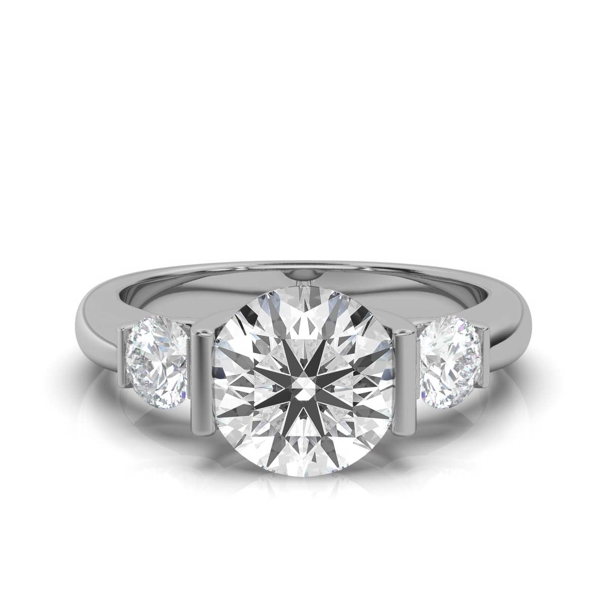 14K White Gold Prerna Three Stone Round Lab Grown Diamond Ring (1/2 ct. tw)