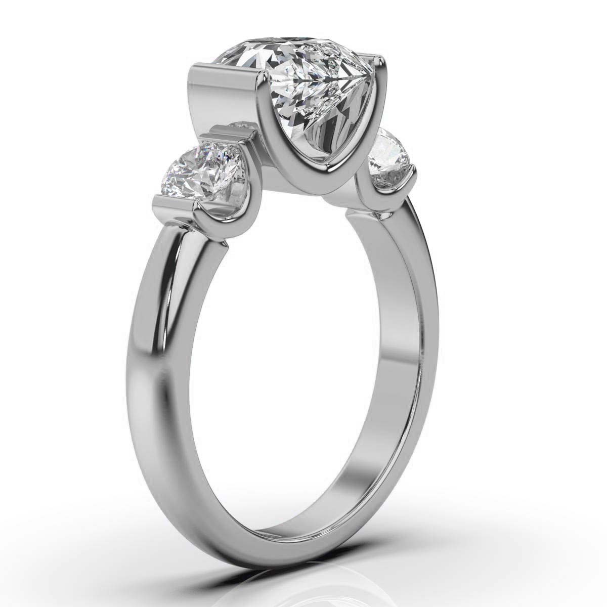14K White Gold Prerna Three Stone Round Lab Grown Diamond Ring (1/2 ct. tw)