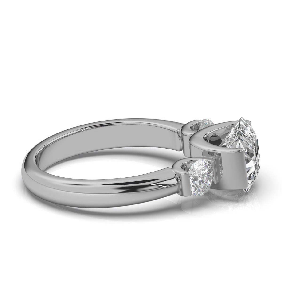 14K White Gold Prerna Three Stone Round Lab Grown Diamond Ring (1/2 ct. tw)