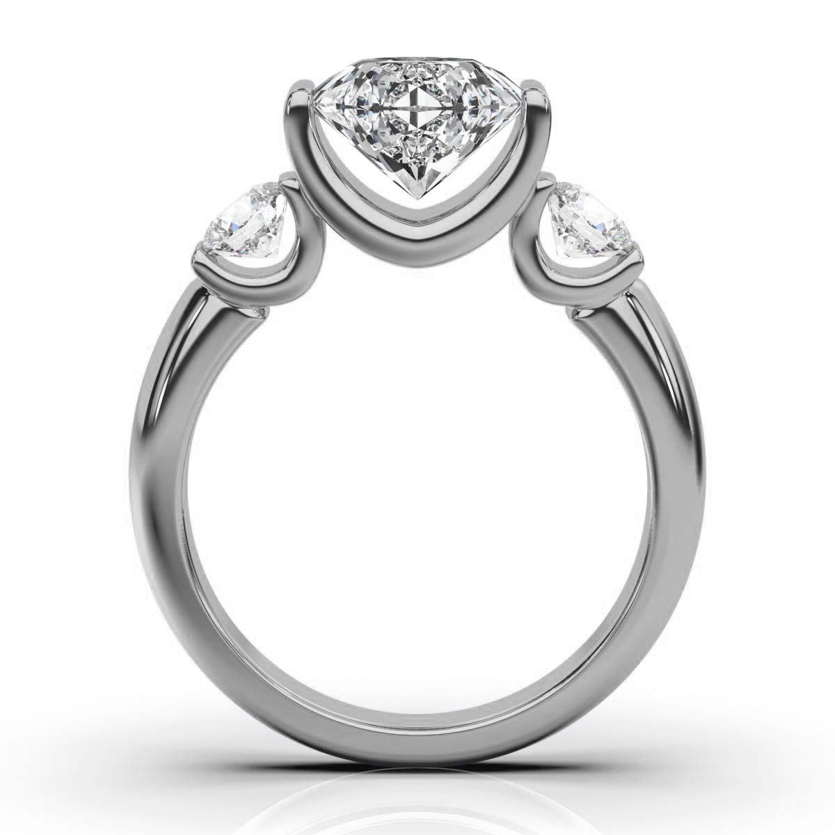 14K White Gold Prerna Three Stone Round Lab Grown Diamond Ring (1/2 ct. tw)