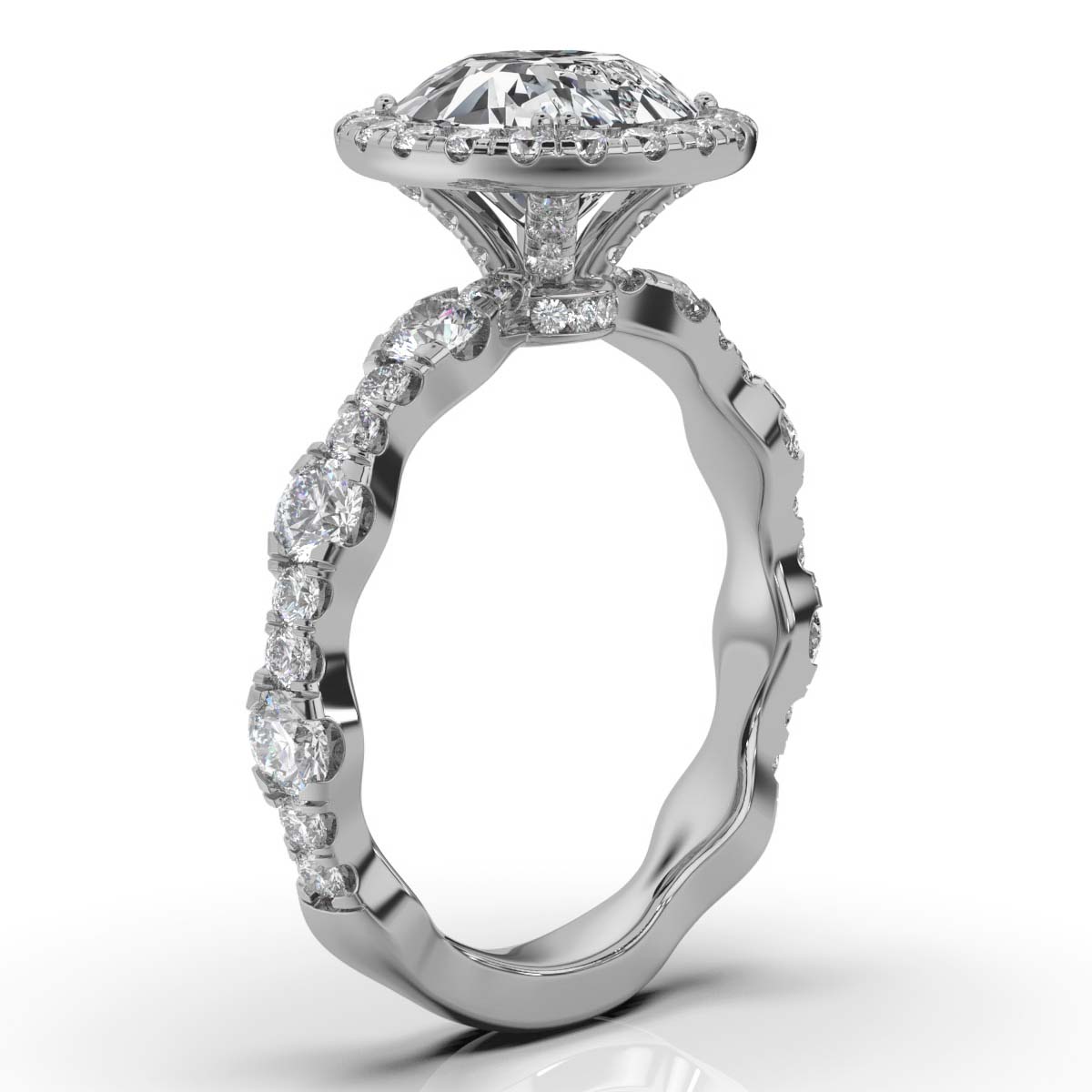 14K White Gold Petrice Halo Hidden Accents Lab Grown Diamond Ring (1 1/6 ct. tw)
