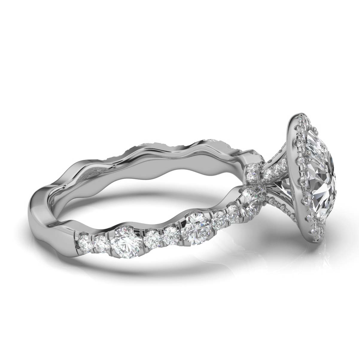 14K White Gold Petrice Halo Hidden Accents Lab Grown Diamond Ring (1 1/6 ct. tw)