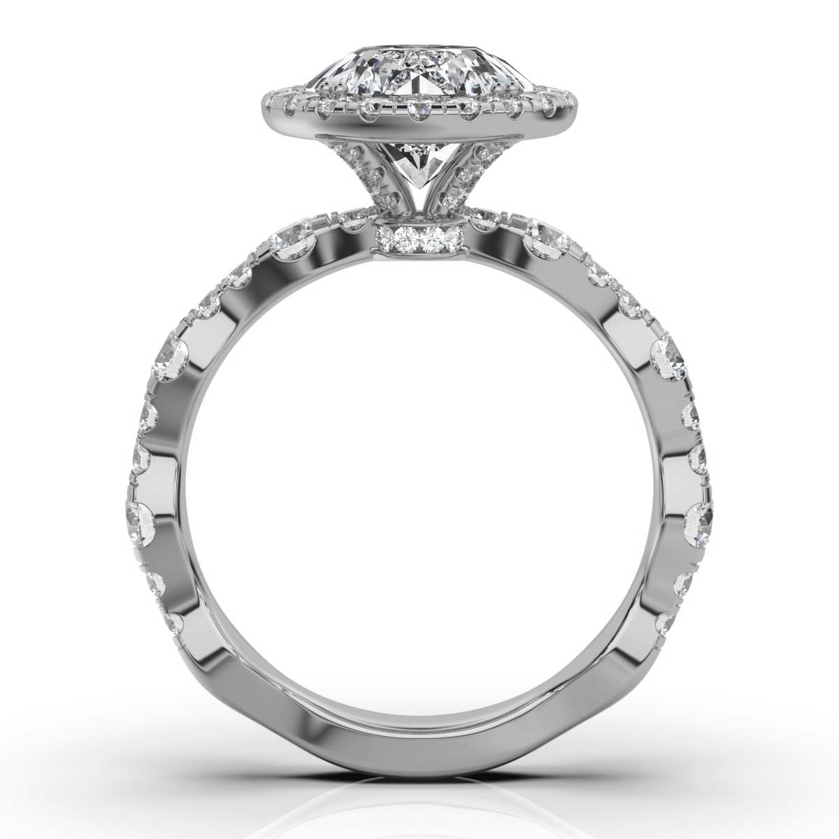 14K White Gold Petrice Halo Hidden Accents Lab Grown Diamond Ring (1 1/6 ct. tw)
