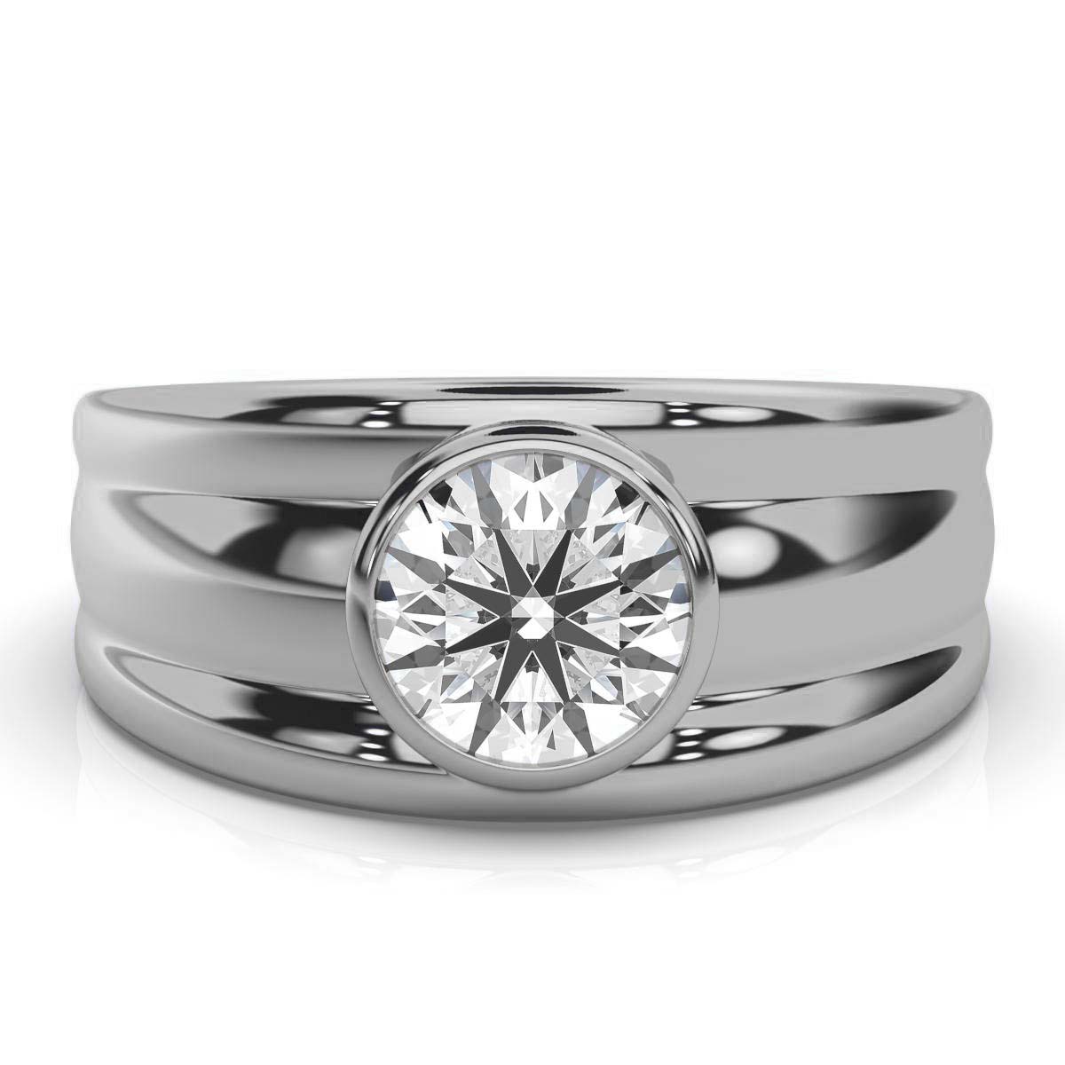 14K White Gold Noelle Bezel Solitaire Engagement Ring 