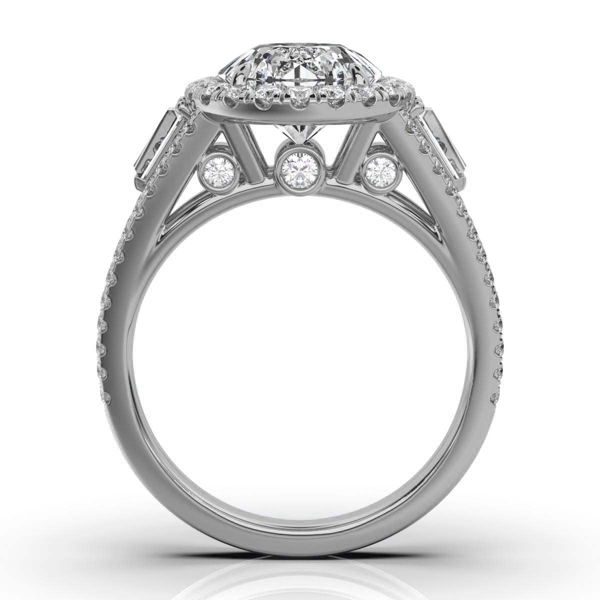 14K White Gold Riveraly Halo Baguette Lab Grown Diamond Ring (1 1/10 ct. tw)