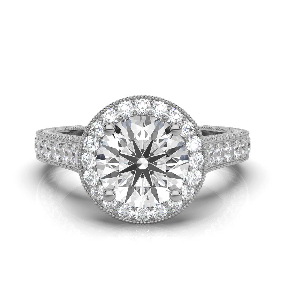 14K White Gold Yardena Halo Lab Grown Diamond Ring (1 2/5 ct. tw)
