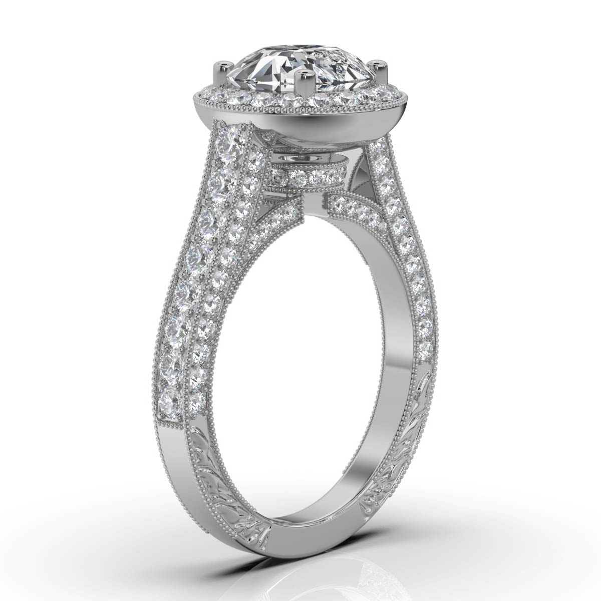 14K White Gold Yardena Halo Lab Grown Diamond Ring (1 2/5 ct. tw)