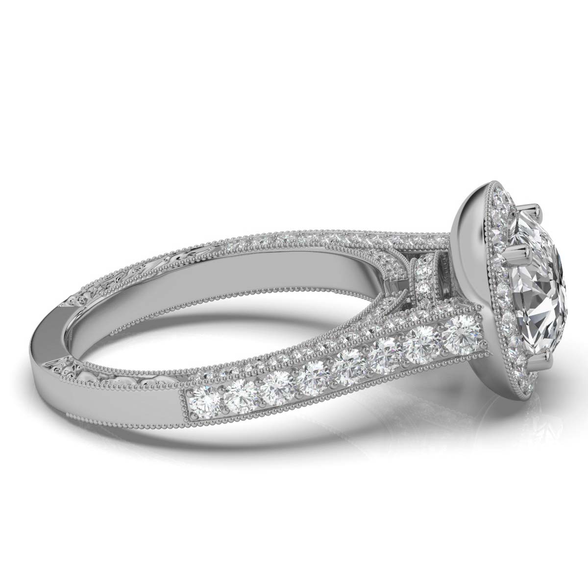 14K White Gold Yardena Halo Lab Grown Diamond Ring (1 2/5 ct. tw)
