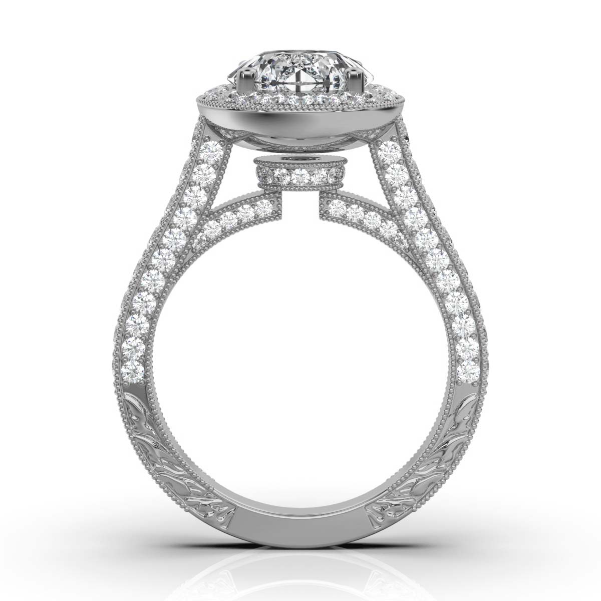 14K White Gold Yardena Halo Lab Grown Diamond Ring (1 2/5 ct. tw)
