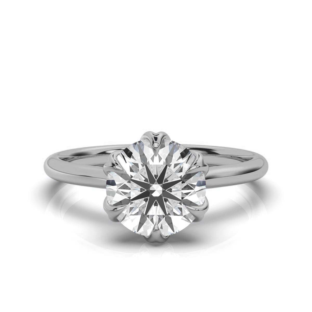 14K White Gold Dinah Nature Inspired Engagement Ring 