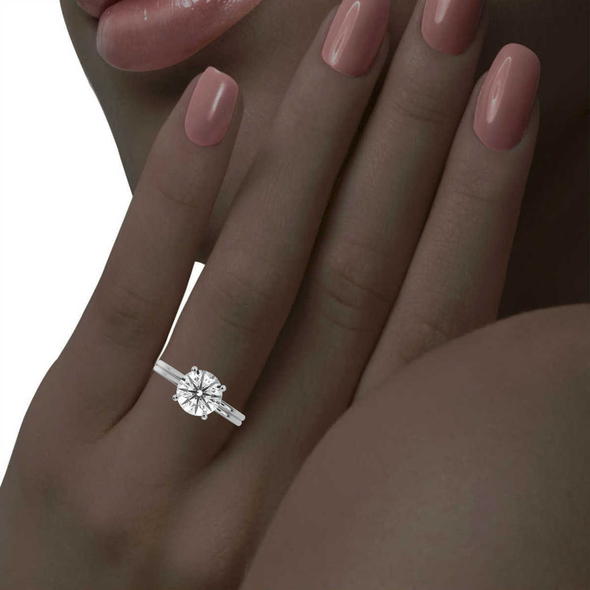 14K White Gold Leilani Hidden Accents Lab Grown Diamond Engagement Ring (1/6 ct. tw)