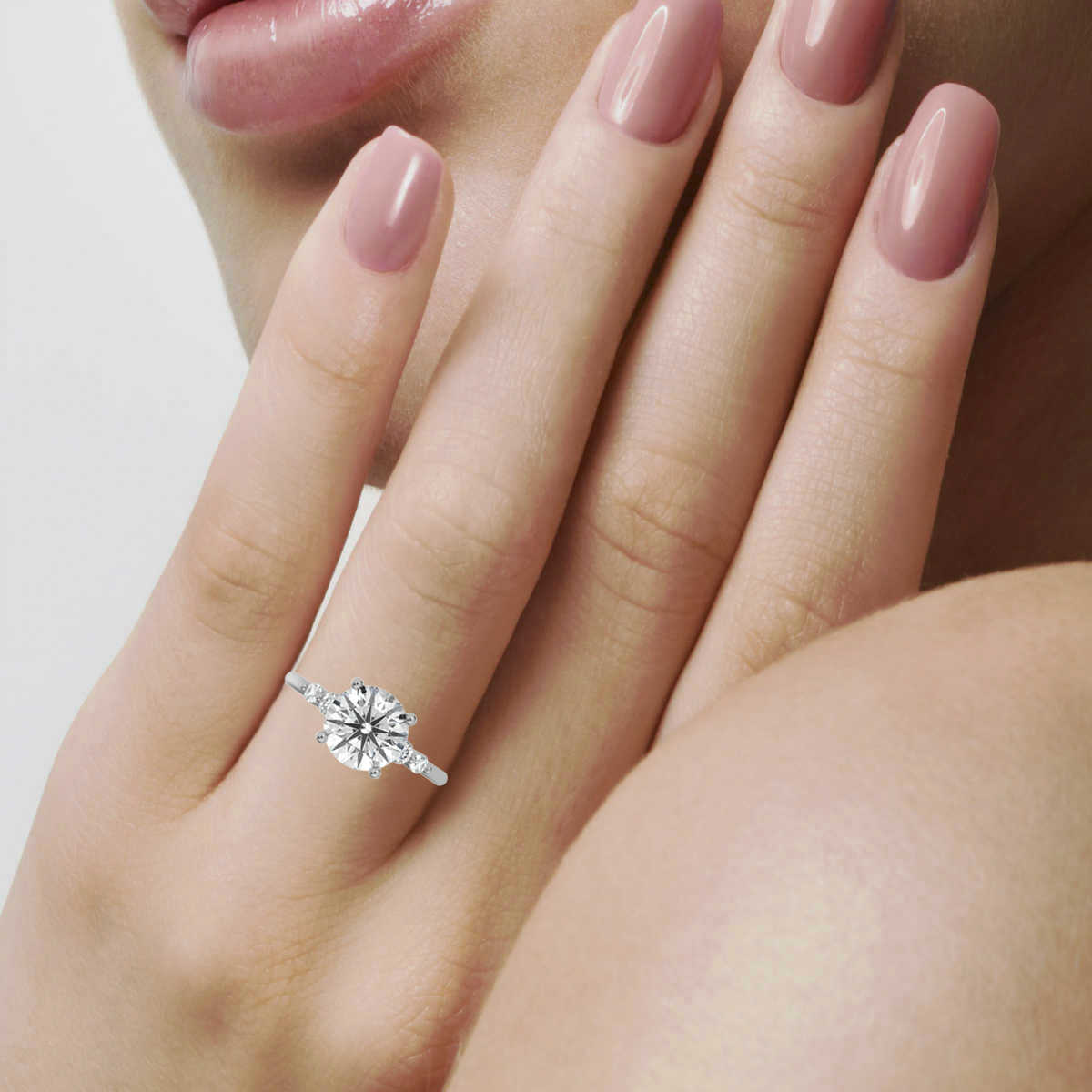 14K White Gold Mentar Lab Grown Diamond Ring (1/5 ct. tw)