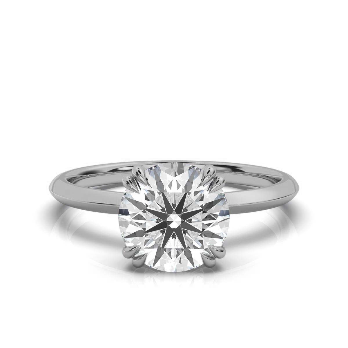 14K White Gold Beccey 1.7 MM Wide Solitaire Ring 
