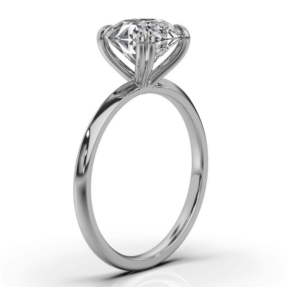 14K White Gold Beccey 1.7 MM Wide Solitaire Ring 