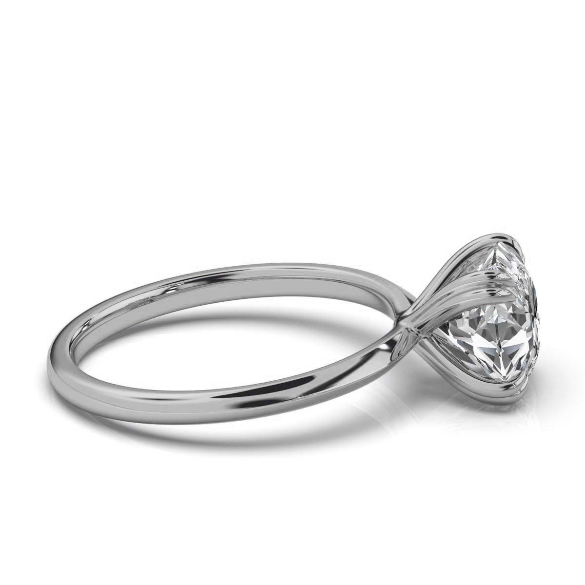 14K White Gold Beccey 1.7 MM Wide Solitaire Ring 